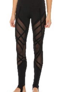 Alo Black Mesh Crisscross Leggings